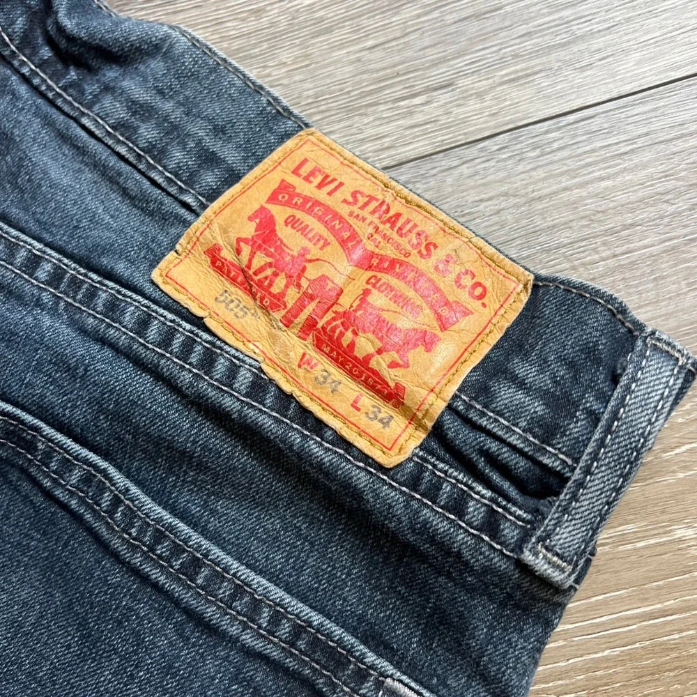 Levis 505 Regular Fit Jeans Mens 34x34 Grayish Indigo Straight Leg 00505-1330